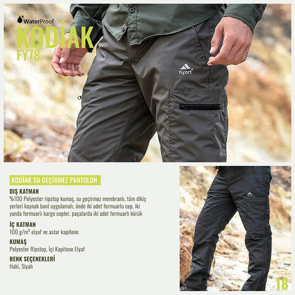 Fiyort Kodiak Trekking Su Geçirmez Pantolon Haki ürün görseli 1