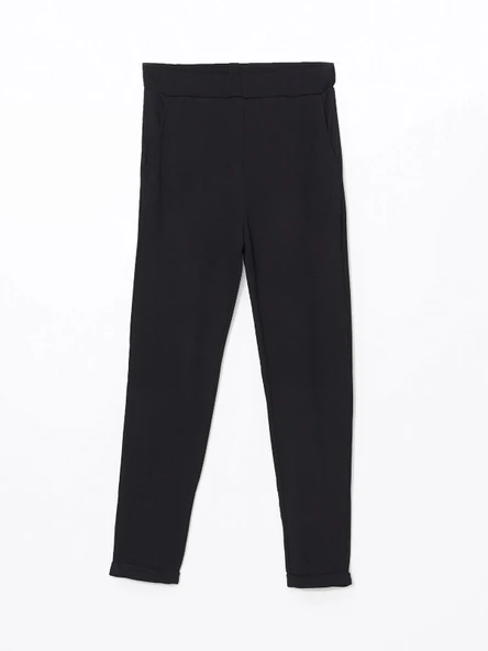 LCWAIKIKI Basic Siyah Beli Lastikli Kadın Pantolon - Resim 6