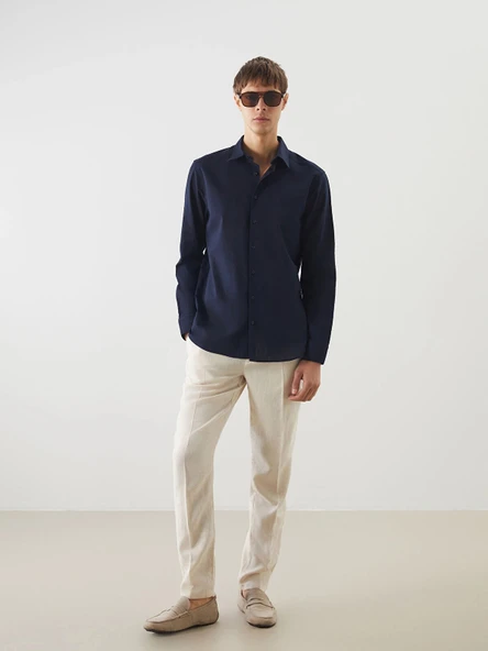 SOUTHBLUE Bej Slim Fit Keten Karışımlı Erkek Pantolon ürün görseli 1