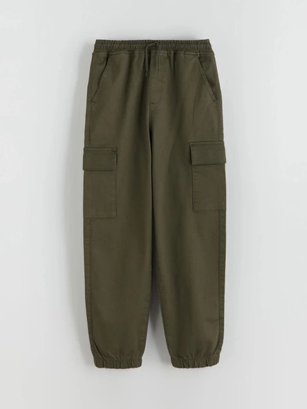 LCW Kids Yeşil Beli Lastikli Erkek Çocuk Kargo Jogger Pantolon ürün görseli 1