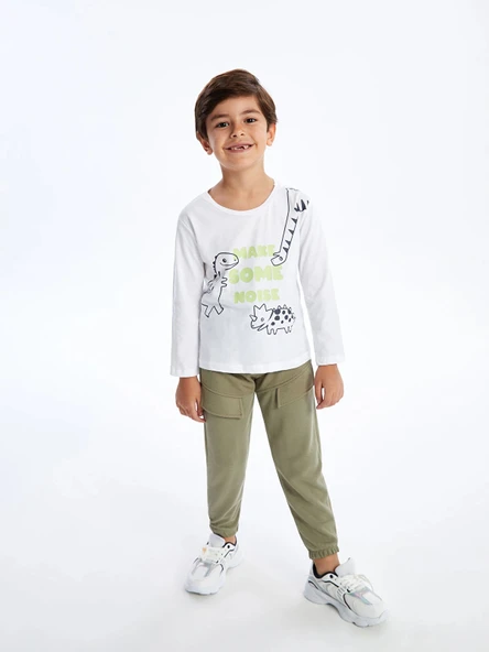 LCW Kids Yeşil Beli Lastikli Kalın Basic Erkek Çocuk Jogger Eşofman Altı ürün görseli 1