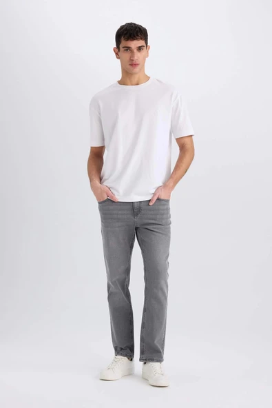 Defacto D9837 Gri Sergio Regular Fit Normal Kalıp Normal Bel Boru Paça Jean Pantolon ürün görseli 1