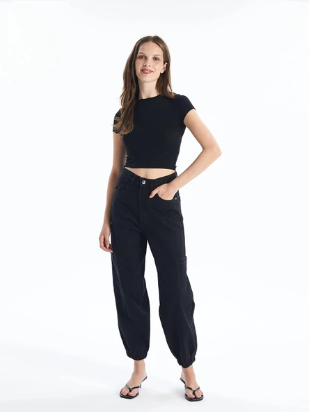 LCW Jeans Siyah Jogger Kadın Jean Pantolon ürün görseli 1