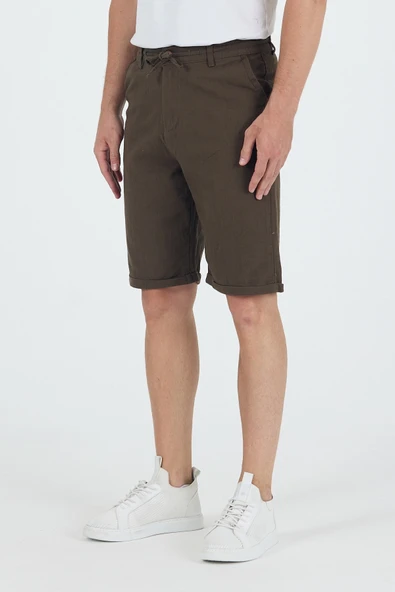 Erkek Slim Fit Keten Chino Şort - Resim 2