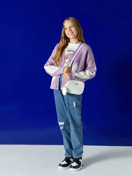 LCW Kids Mavi Beli Lastikli Yırtık Detaylı Kız Çocuk Jean Pantolon ürün görseli 1