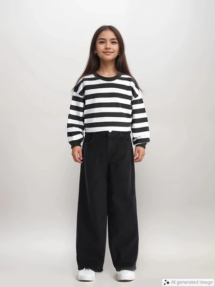 LCW Kids Siyah Beli Ayarlanabilir Lastikli Kız Çocuk Pantolon ürün görseli 1