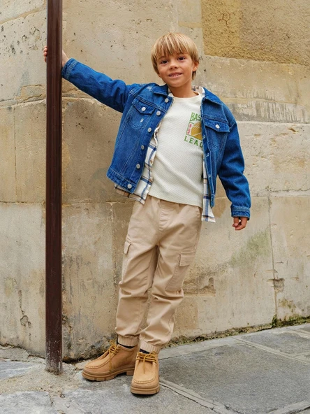 LCW Kids Bej Beli Lastikli Erkek Çocuk Kargo Jogger Pantolon ürün görseli 1