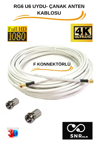 SNRELK  30 METRE 64 Tel Rg6/u4 Full Hd 3d 4k Anten Tv Uydu Lnb Kablosu ( F KONNEKTÖRLÜ TAK ÇALIŞTIR ) ürün görseli 1