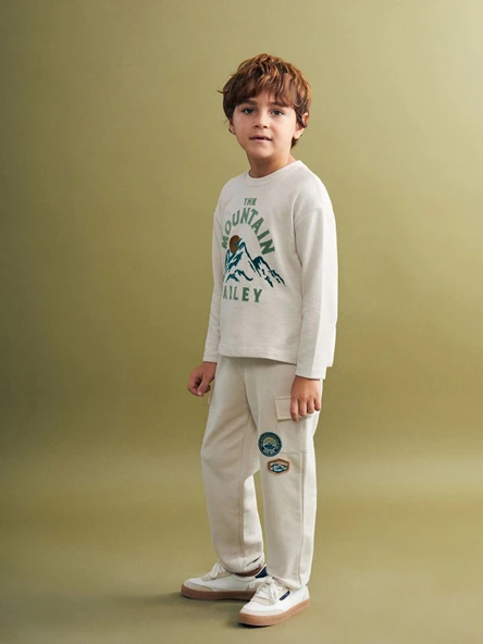 LCW Kids Gri Beli Lastikli Nakışlı Erkek Çocuk Jogger Eşofman Altı ürün görseli 1