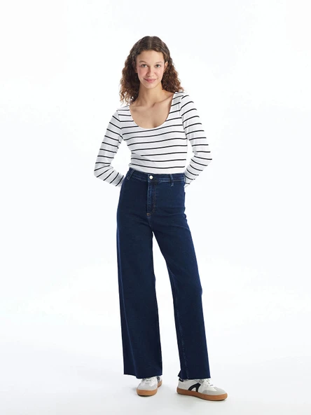 LCW Jeans Indigo Wideleg Kadın Jean Pantolon ürün görseli 1