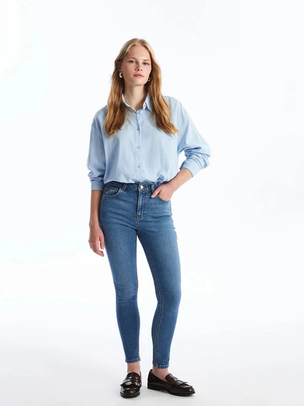 LCW Jeans Indigo Yüksek Bel Push Up Kadın Jean Pantolon ürün görseli 1