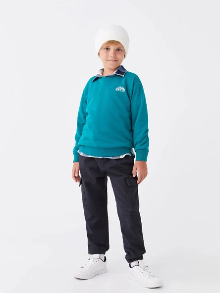 LCW Kids Antrasit Rahat Kalıp Erkek Çocuk Jogger Kargo Pantolon ürün görseli 1
