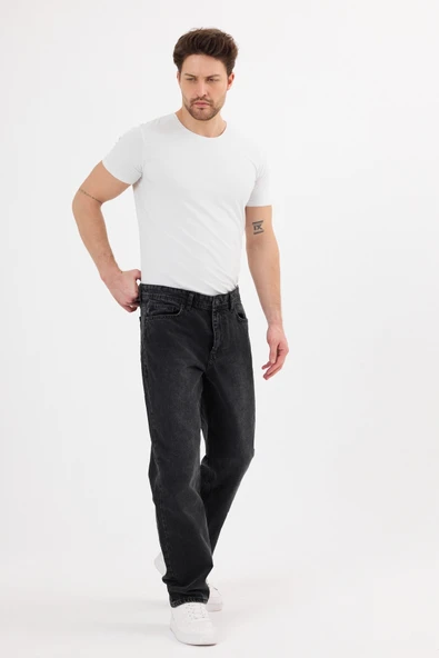 Erkek Baggy Jean Pantolon | Siyah - B48002 ürün görseli 1