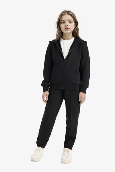 Defacto X9036A6BK81 Siyah Kız Çocuk Beli Lastikli Basic Düz Okul Jogger Eşofman Altı ürün görseli 1