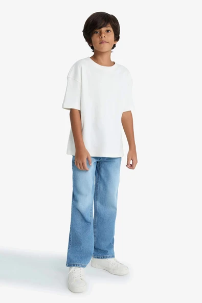 Defacto F0452A8NM35 DENIM Erkek Çocuk Wide Leg Geniş Paça Pantolon ürün görseli 1