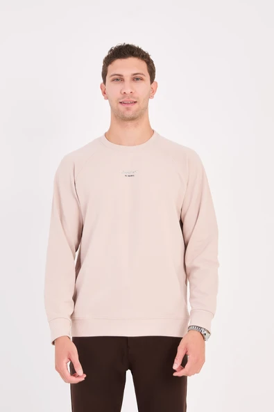 Erkek Minimal Baskılı Fitilli Sweatshirt - R2601 ürün görseli 1