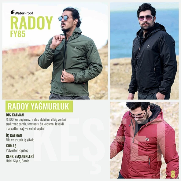 Fiyort Radoy Su Geçirmez Outdoor Yağmurluk Haki ürün görseli 1
