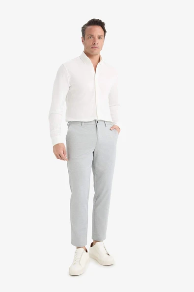 Defacto T6317AZGR377 Gri Jogger Fit Cepli Esnek Kumaş Düz Paça Pantolon ürün görseli 1
