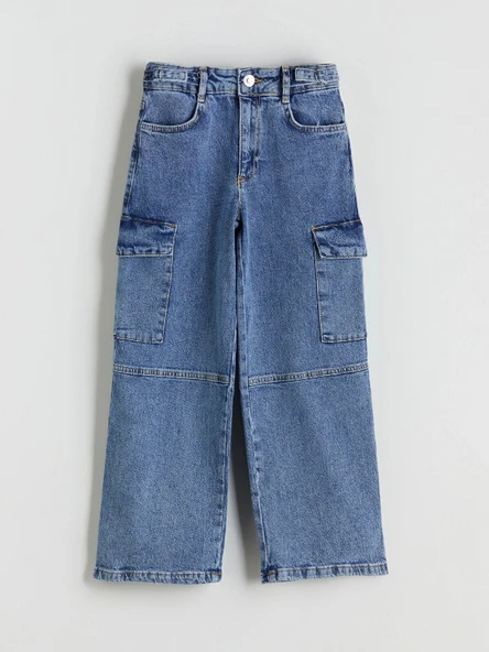 LCW Kids Mavi Wideleg Kız Çocuk Jean Pantolon ürün görseli 1