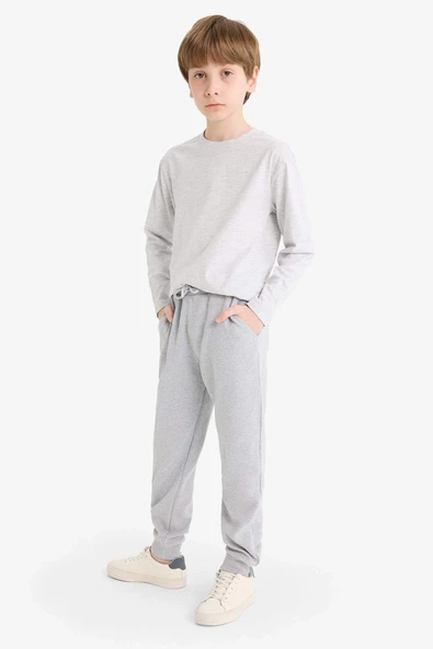 Defacto R5970A6GR377 Gri Erkek Çocuk Beli Lastikli Okul Jogger Eşofman Altı ürün görseli 1