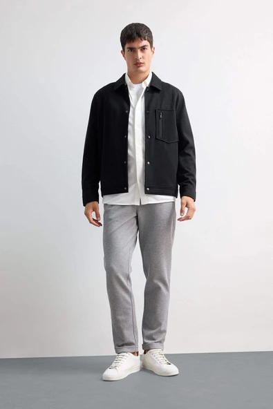 Defacto Y2651AZGR210 Gri Jogger Fit Beli Bağcıklı Lastikli Esnek Kumaş Cepli Duble Paça Pantolon ürün görseli 1
