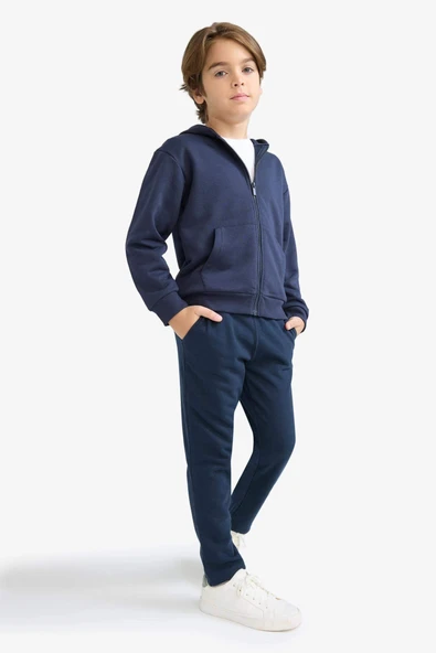 Defacto X6955A6NV253 Lacivert Erkek Çocuk Beli Lastikli Düz Paça Basic Düz Eşofman Altı ürün görseli 1