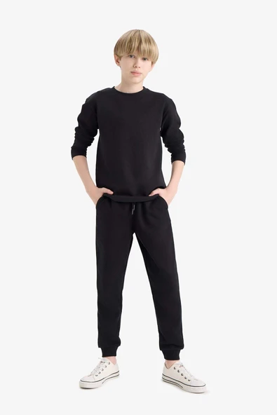 Defacto K8852A6BK81 Siyah Erkek Çocuk Beli Lastikli Okul Jogger Eşofman Altı ürün görseli 1