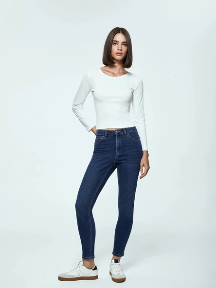 LCW Jeans Indigo Yüksek Bel Push Up Kadın Jean Pantolon ürün görseli 1