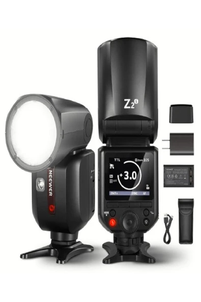 NEEWER Z2-S Sony Uyumlu 76W Yuvarlak Kafa Akülü Tepe Flaşı & Kubbe Difüzör ürün görseli 1