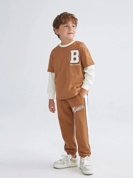 LCW Kids Kahverengi Yazı Baskılı Erkek Çocuk Jogger Eşofman Altı ürün görseli 1