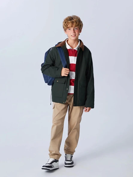 LCW Kids Bej Beli Lastikli Erkek Çocuk Kargo Jogger Pantolon ürün görseli 1