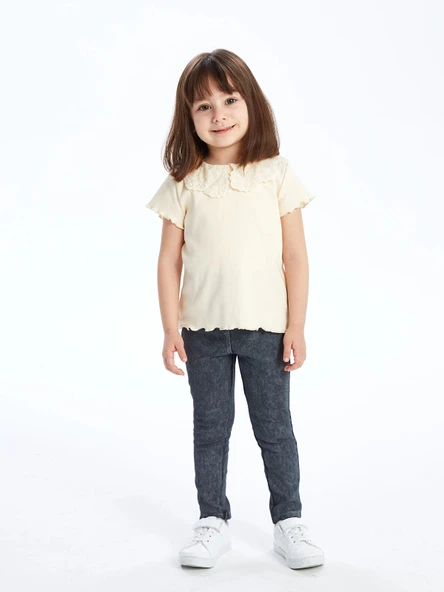 LCW Kids Siyah Beli Lastikli Kız Bebek Jean Tayt ürün görseli 1