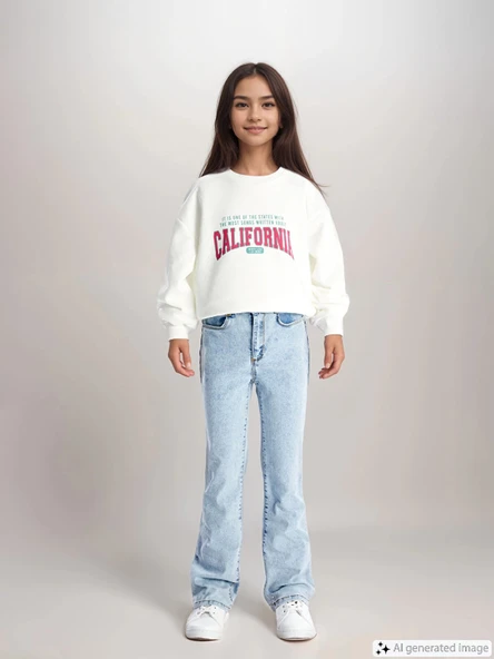 LCW Kids Mavi Beli Ayarlanabilir Lastikli Kız Çocuk Jean Pantolon ürün görseli 1