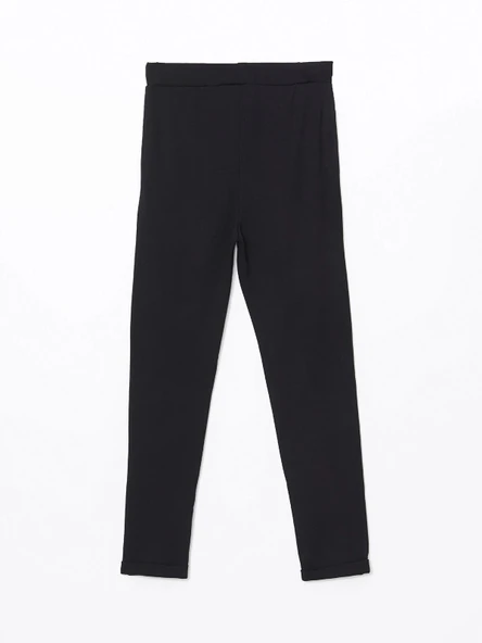 LCWAIKIKI Basic Siyah Beli Lastikli Kadın Pantolon - Resim 7