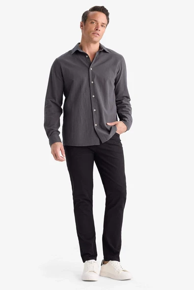 Defacto B2089AXBK81 Siyah Slim Fit Dar Kesim Dar Paça Cepli Pantolon ürün görseli 1