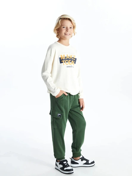 LCW Kids Yeşil Beli Lastikli Erkek Çocuk Jogger Eşofman Altı ürün görseli 1