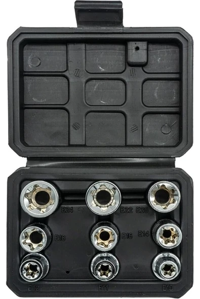 1/2 E Torx Lokma Seti 9 Parça (E10-E24) Plastik Kutulu - Resim 2