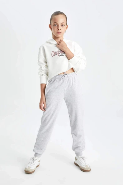 Defacto Y1226 Gri Kız Çocuk Gri Standart Fit Beli Paçası Lastikli Okul Jogger Eşofman Altı ürün görseli 1