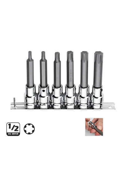Ceta-form C28s-rr6l 6 Parça 1/2" Rıbe Uçlu Lokma Takımı- Uzun Tip ürün görseli 1