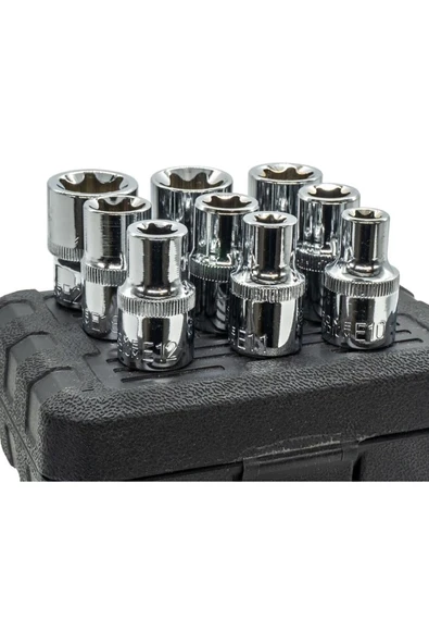 1/2 E Torx Lokma Seti 9 Parça (E10-E24) Plastik Kutulu - Resim 4
