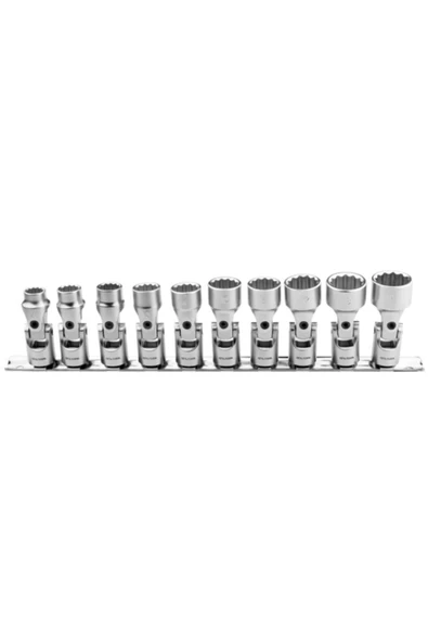10 Parça 3/8" 12 Köşe (YILDIZ) Mafsallı Lokma Anahtar Takımı ürün görseli 1