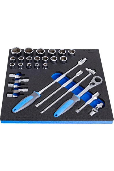 1/2 Lokma Seti Metal 6 Köşe Cırcır Kolu Metal Çantalı ürün görseli 1