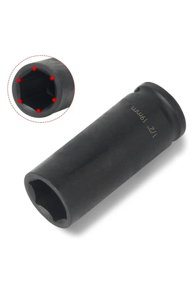 1/2 19 mm Uzun Havalı Lokma Darbeli Kullanım ve Ağır Vasıta İçin 6 Köşe ürün görseli 1