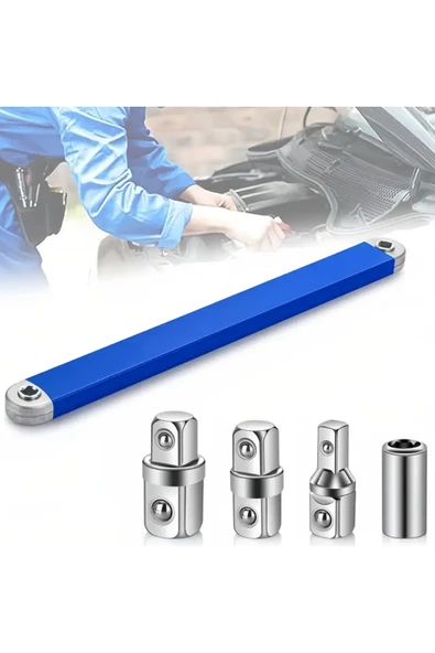 Cırcır Kolu Anahtar Kolu Değişken Kafalı Uzatma Kolu 3/8 - 1/4- 1/2 - 1/4 Bits Tutucu ürün görseli 1