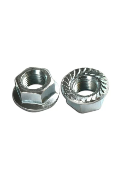 Somun Standart 50'li Paket DIN 6923 Flanşlı Tırtıllı 6 Metrik 12x1,75x12,00 SW18 ürün görseli 1