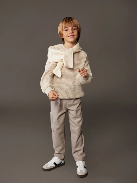 LCW Kids Bej Beli Lastikli Erkek Çocuk Kargo Pantolon ürün görseli 1