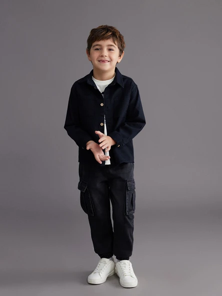 LCW Kids Siyah Beli Lastikli Erkek Çocuk Jogger Jean Pantolon ürün görseli 1