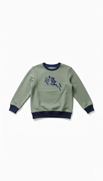 Çocuk Sweatshirt / Logo Baskılı - Su Yeşili - Resim 2