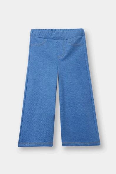Defacto F3780A5BE394 Mavi Kız Bebek Wide Leg Jean Görünümlü Pantolon ürün görseli 1