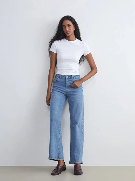 LCW Jeans İndigo Wideleg Kadın Jean Pantolon ürün görseli 1